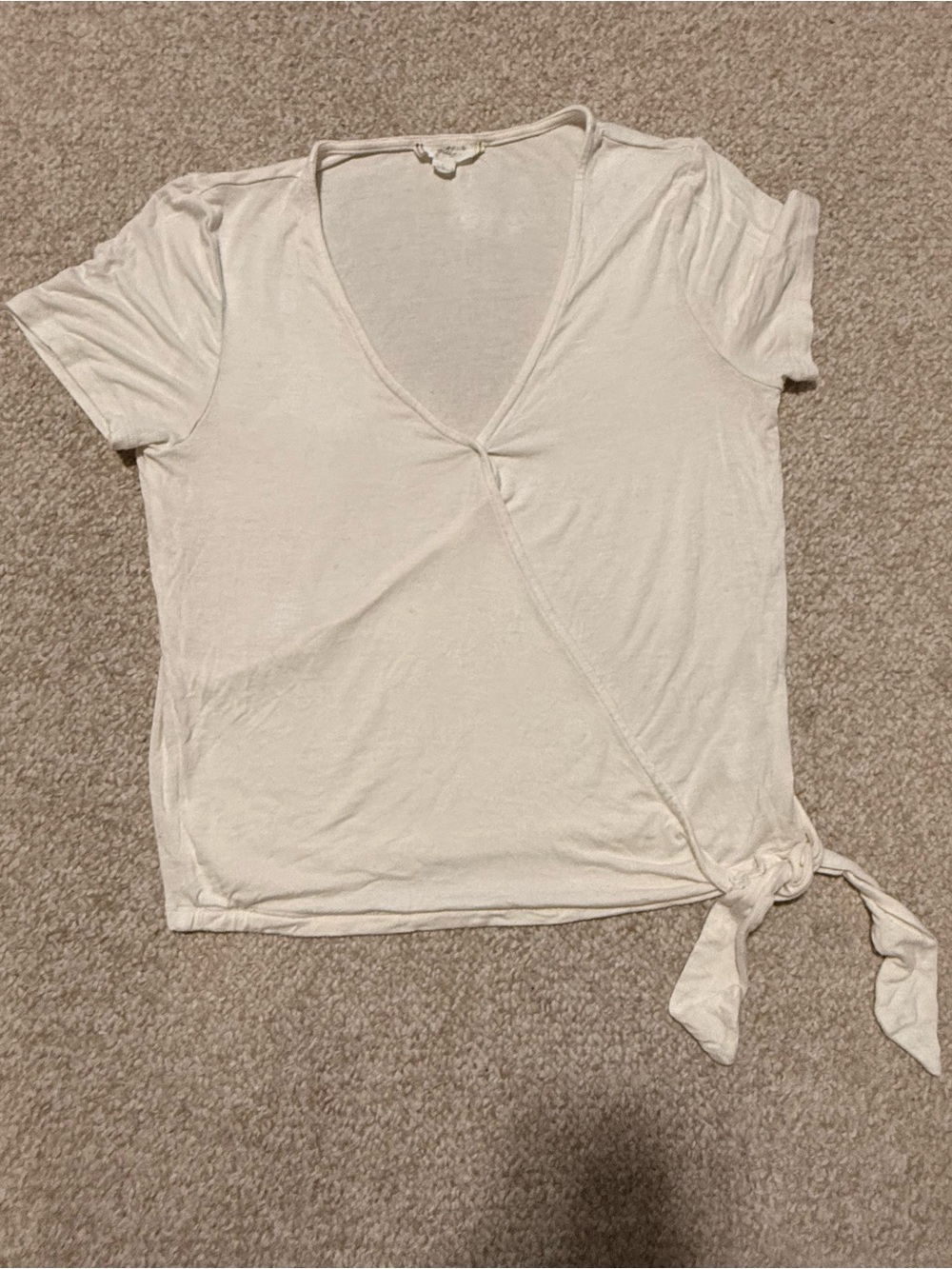 Glitz Cream Wrap Tie Short Sleeve Top